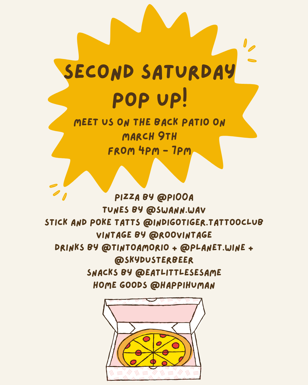 Canal Market Second Saturday Pop Up Event, pi00la popping up