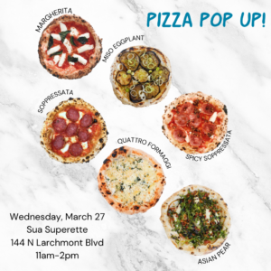 pioola pizza menu for sua superette pop up 